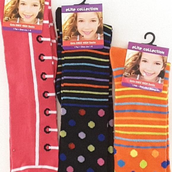 *GIRLS* ELITE COLLECTION 3 pair of Knee High Socks - Picture 2 of 6
